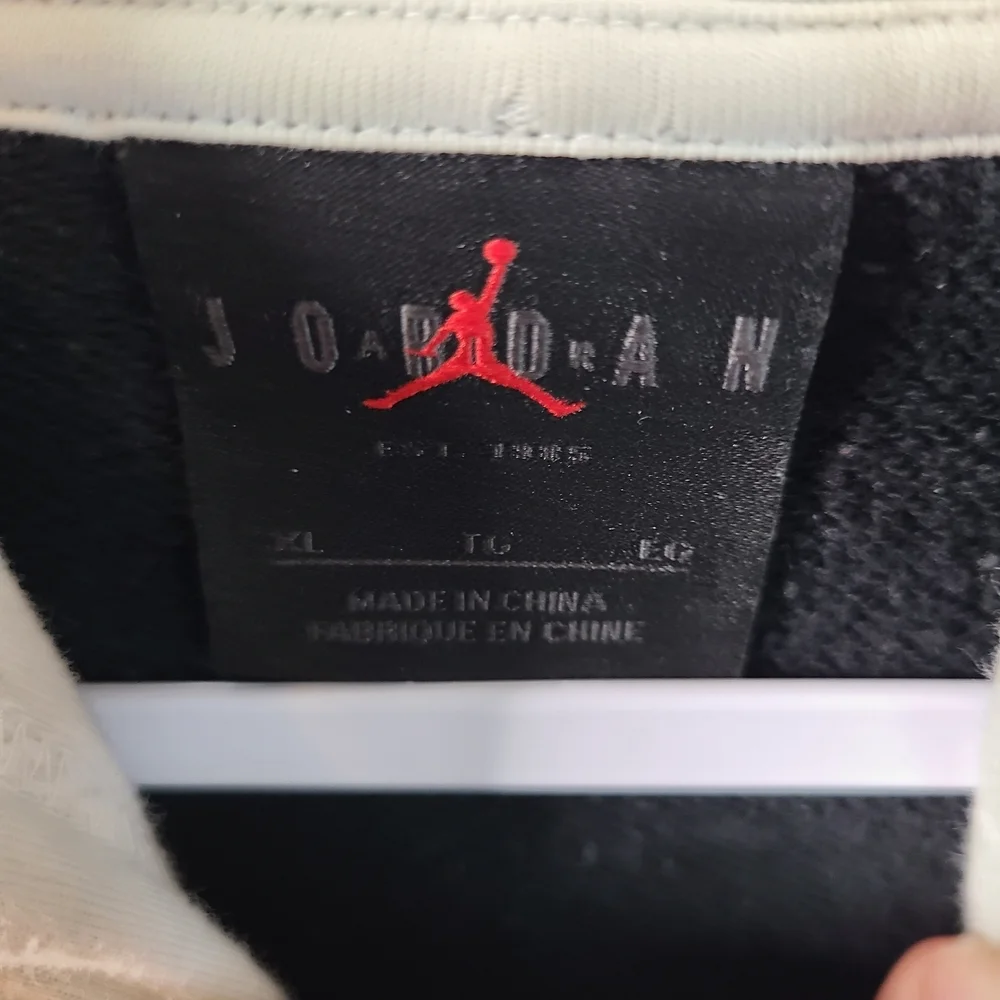 Nike Air Jordan Hoodie Sweatshirt Mens XL Black Color Block Zip Pockets Hip Hop